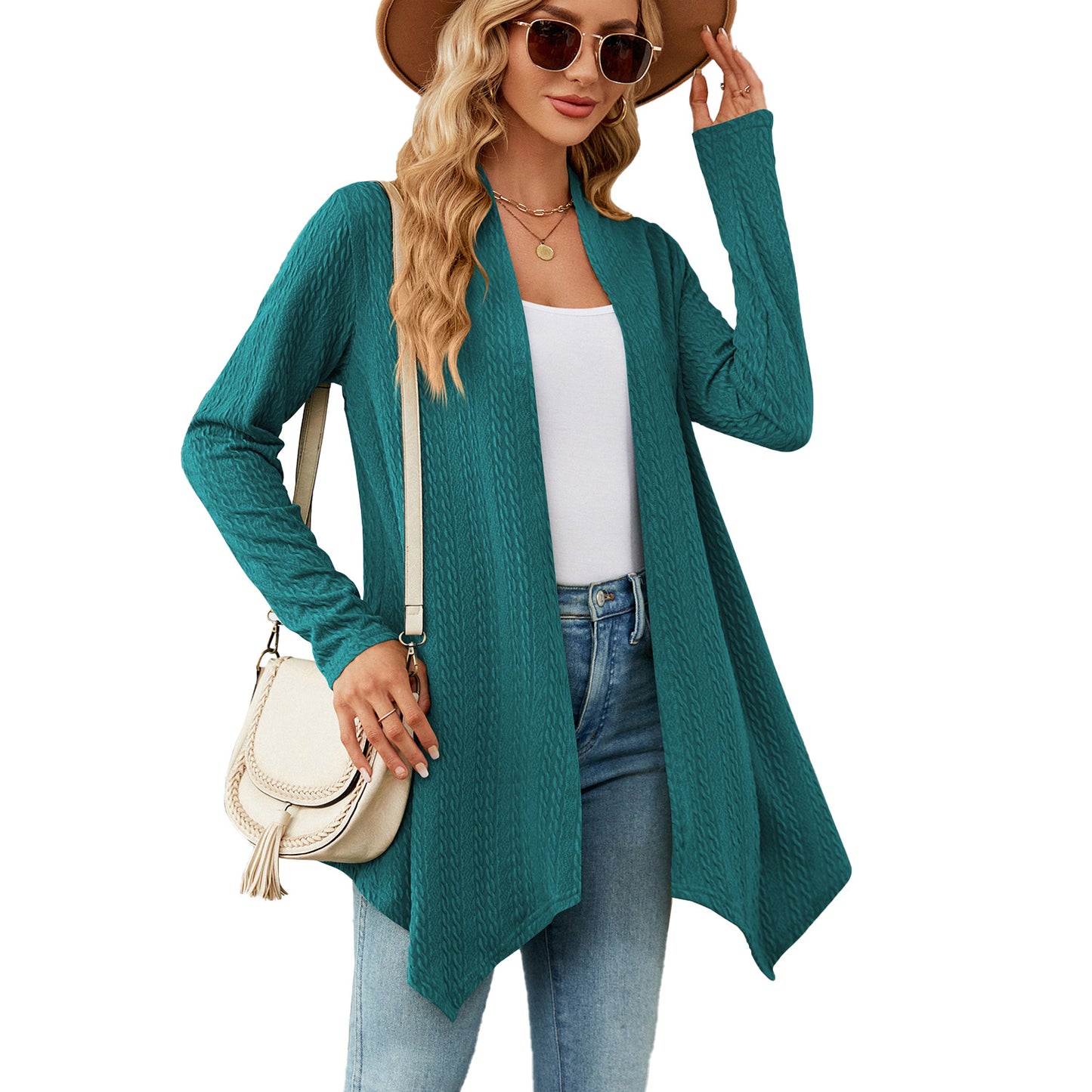 New Women's Autumn And Winter New Solid Color Loose Long-Sleeved Cardigan Coat Ladies