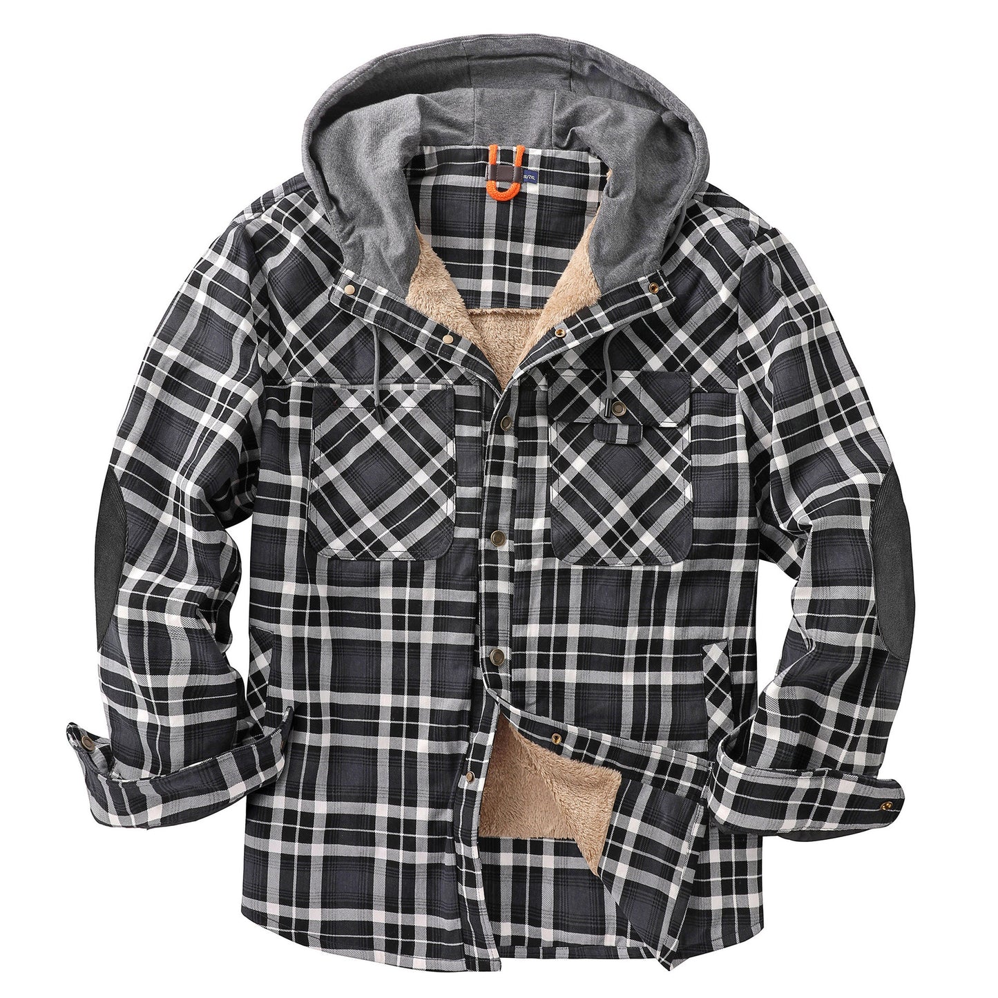 Men's Coat Plaid Shirt Plus Fleece Large Size Winter Windproof Warm Hooded Cotton Jacket