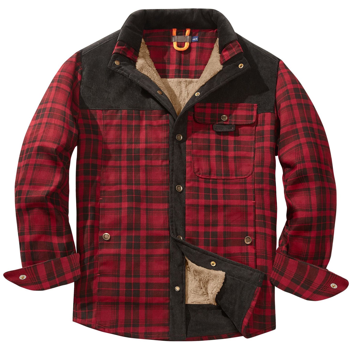 Men's Coat Plaid Shirt Plus Fleece Large Size Winter Windproof Warm Hooded Cotton Jacket