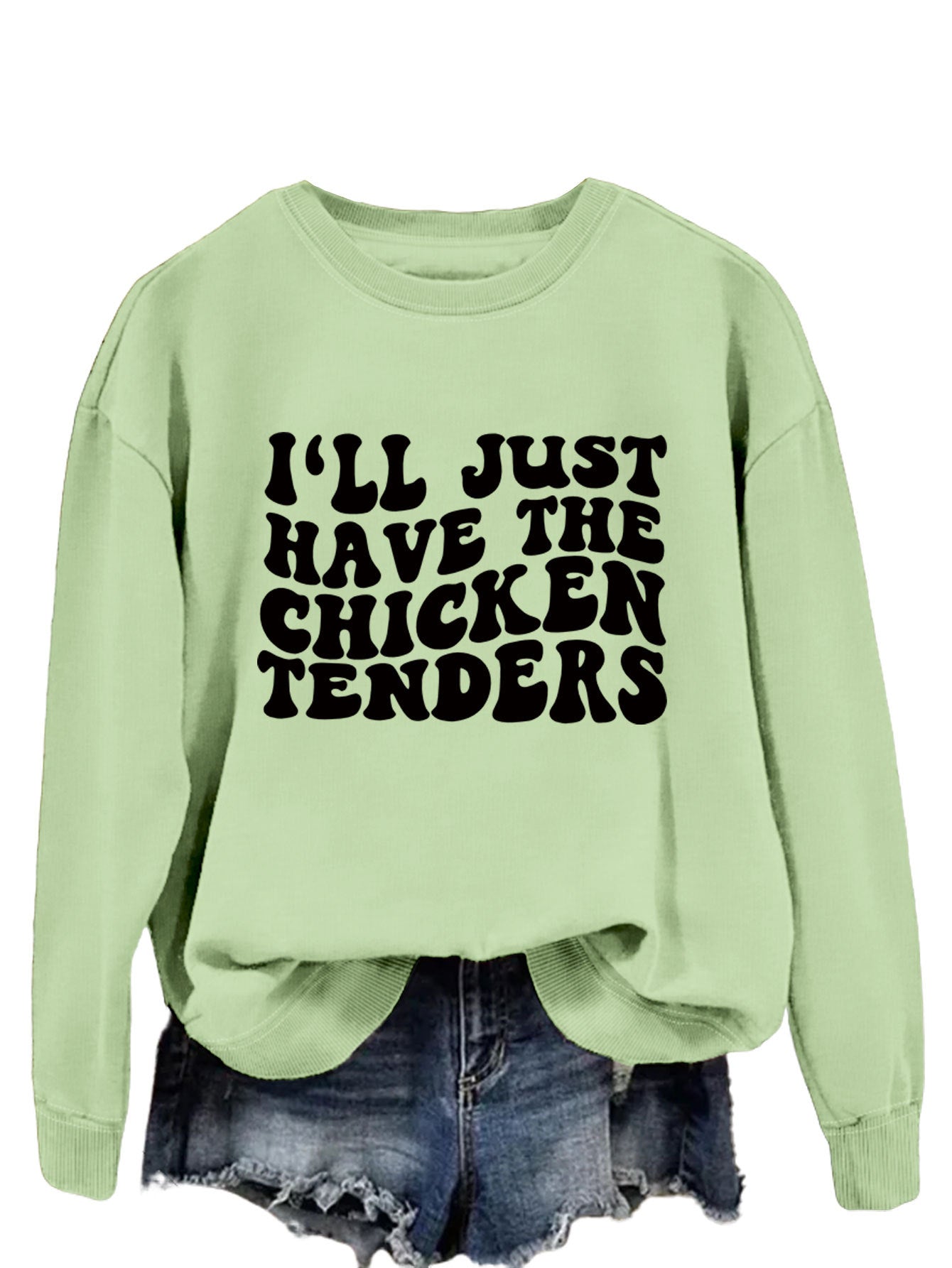 I'LL Just Have The Chicken. Women's Crew-Neck Long-Sleeved Loose-Fitting Hoodie