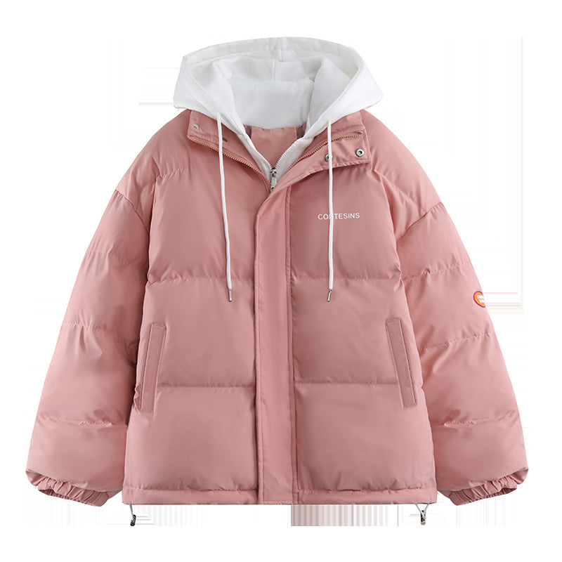 Winter Down Padded Jacket Women's New Large Size Hooded Padded Jacket Version Fake Two Loose Padded Coat Tide