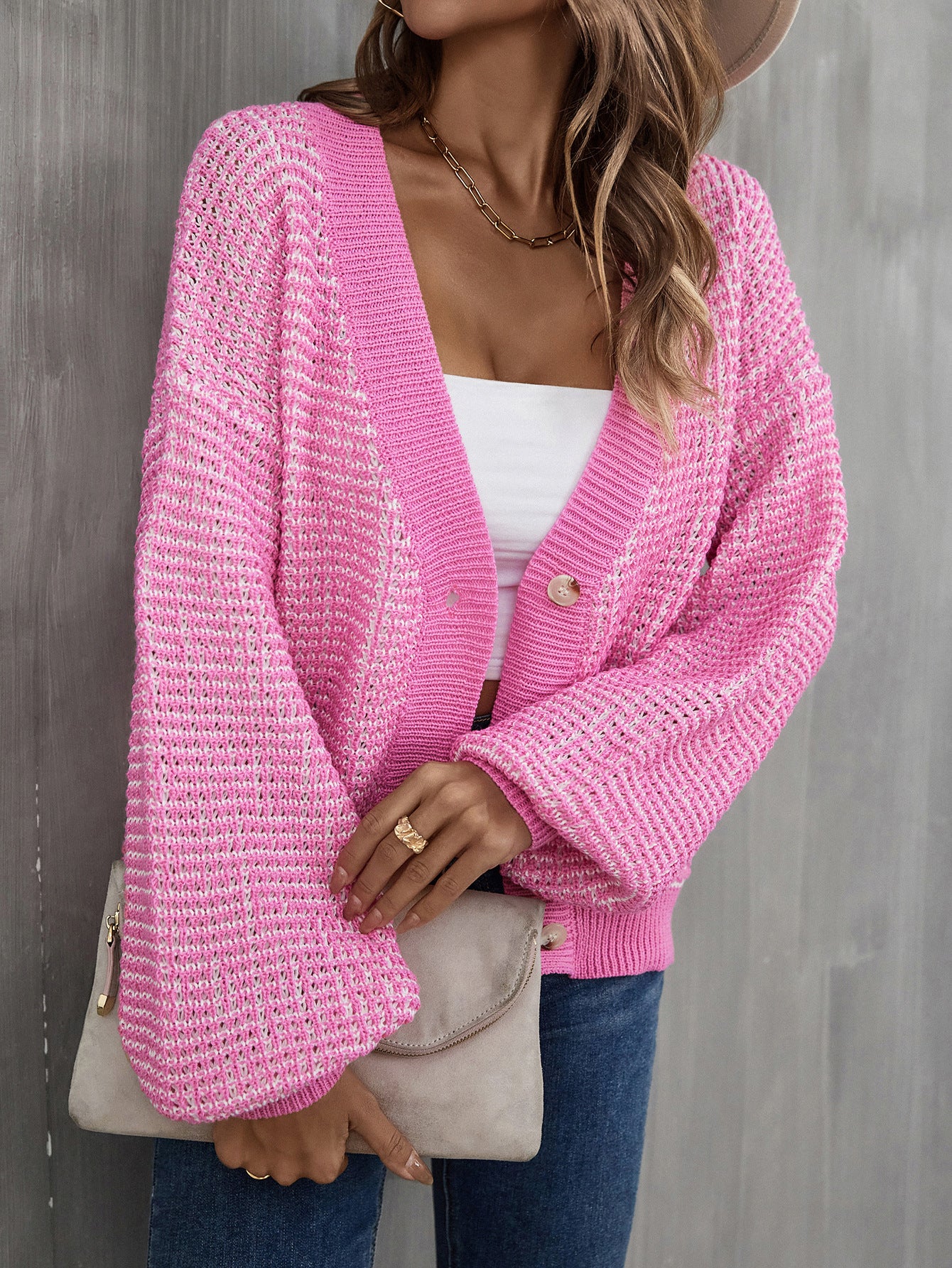 New Women's Knitwear Large Size Button Sweater Short Cardigan Autumn And Winter Knitted Coat