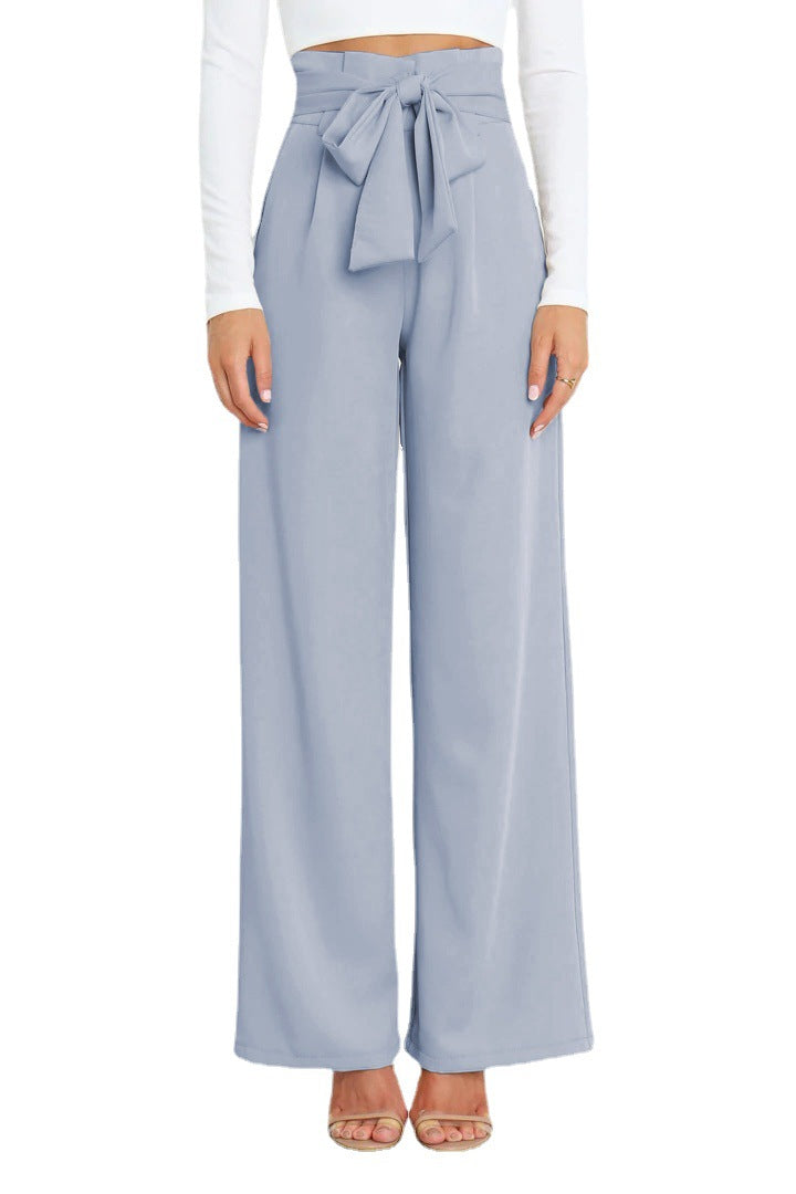 Fashion New Workplace Women's Pants Casual Wide Leg Pants With Belt Temperament Commuter Pants Summer