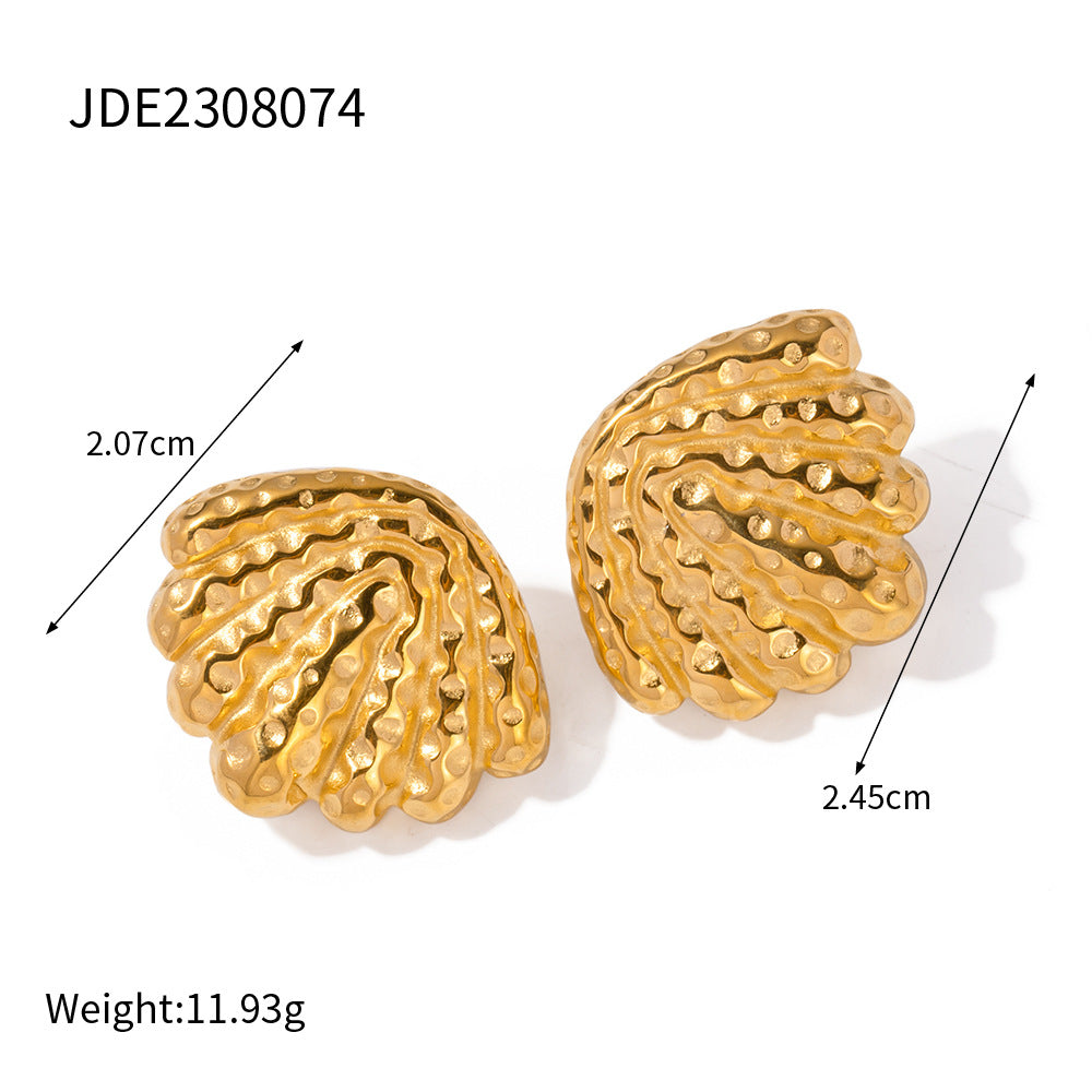 5pcs Titanium Steel Hammer Earrings Earrings New Fashion Temperament Niche Design Female Earrings Shell Earrings