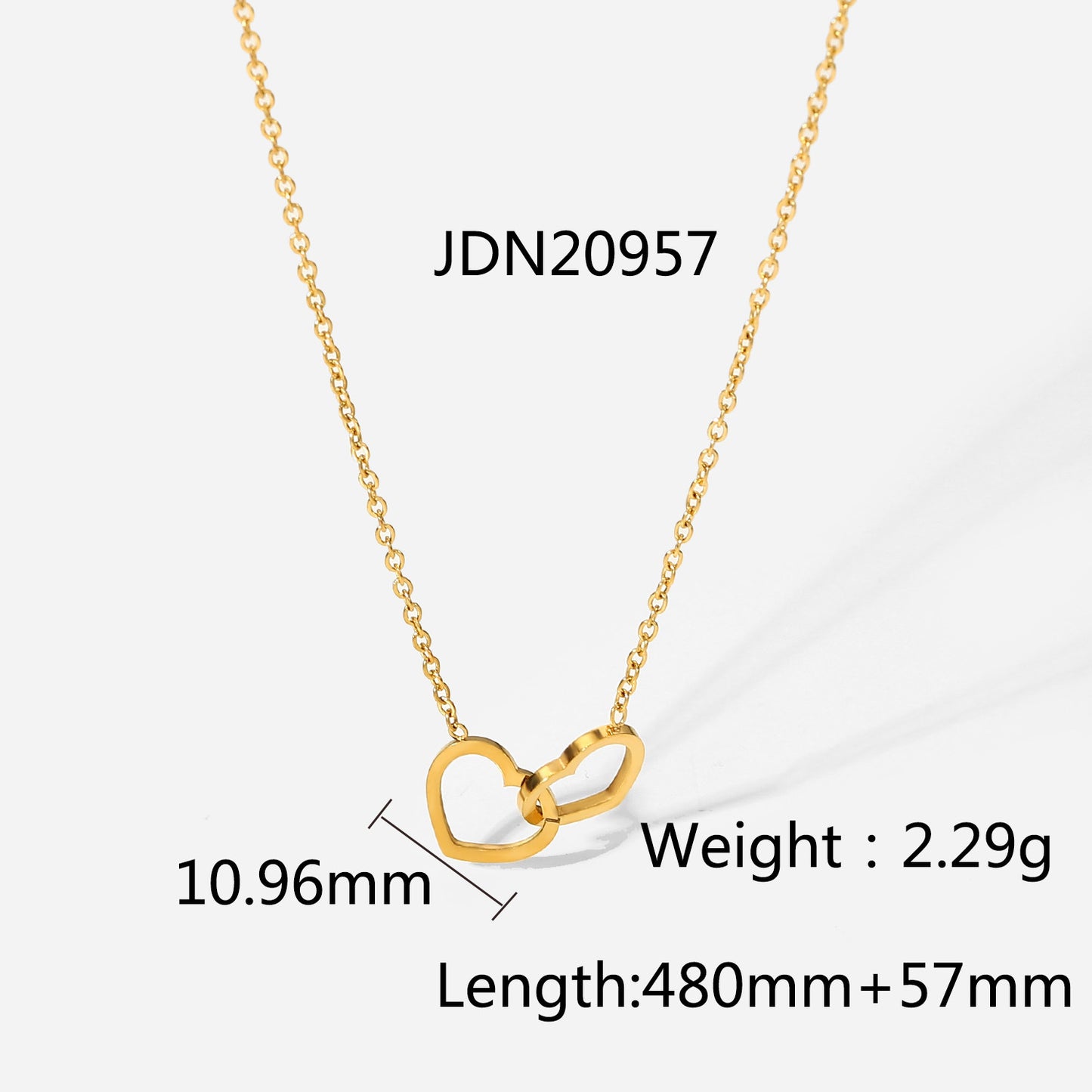 5pcs New Selling 18K Gold Stainless Steel Double Love Ring Necklace Fashion Heart Pendant Necklace For Women Necklaces