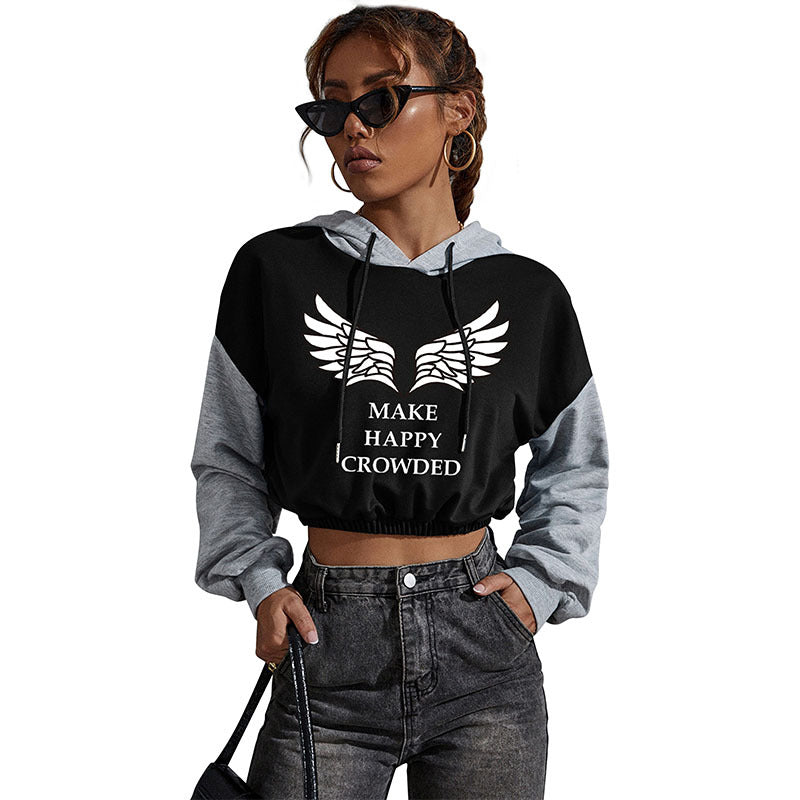 New Autumn And Winter Casual Letter Hoodie Top Women's Short Hoodie