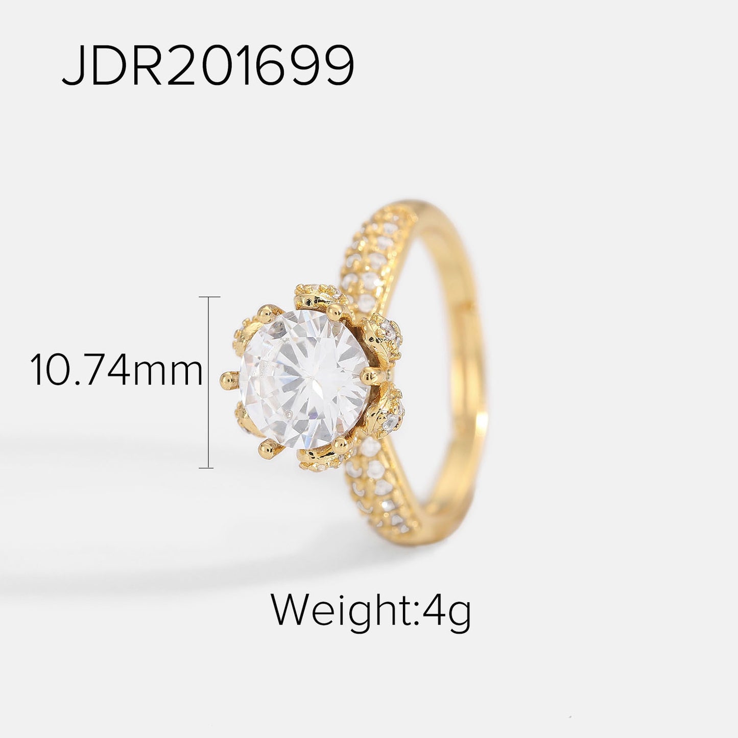 18K Gold Plated Small Pendant Brass With Zircon Jewelry Opening Color White Zircon Ring Female
