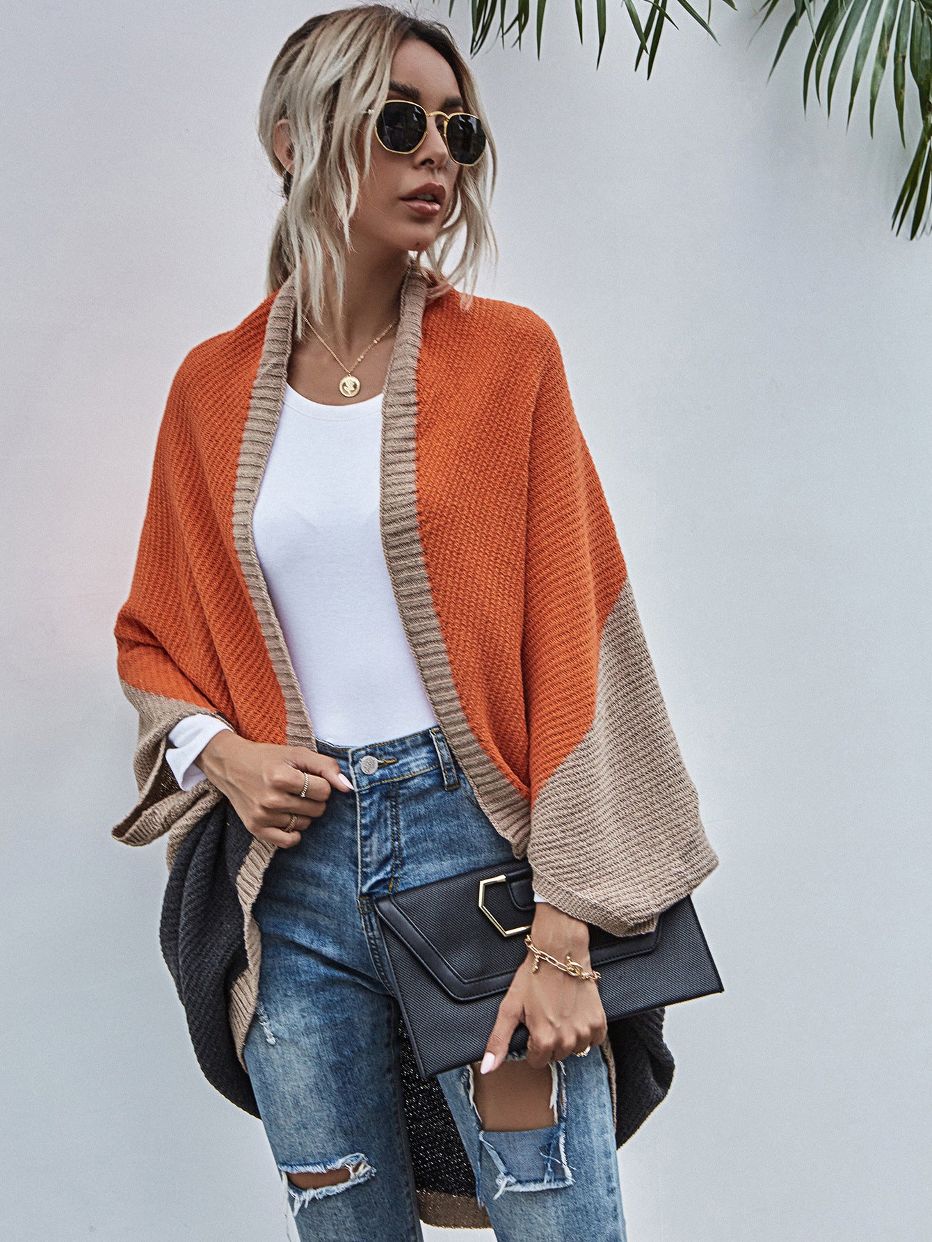 Color Cape Autumn And Winter New Color Knitting Cardigan Sweater Coat