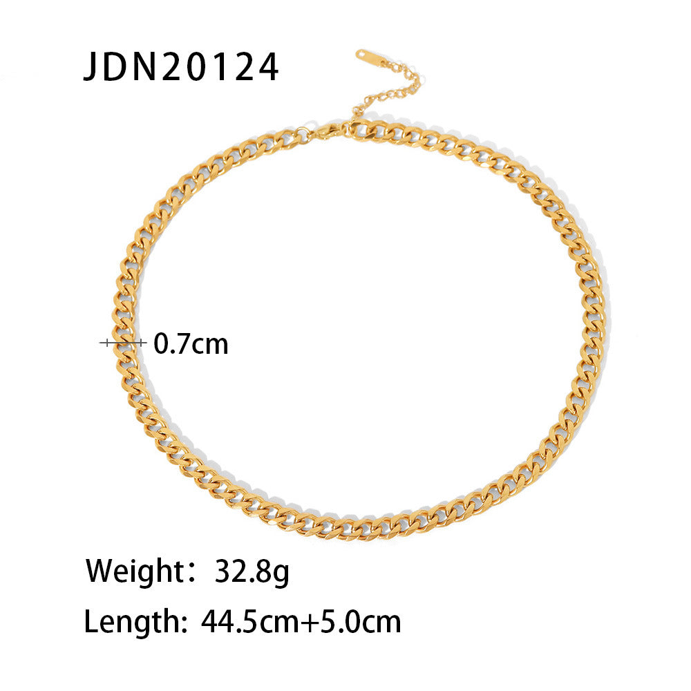 5pcs Non-Fading Gold Plated Necklace Non-Fading Titanium Steel Necklace Men And Women With Cuban Chain Snake Chain