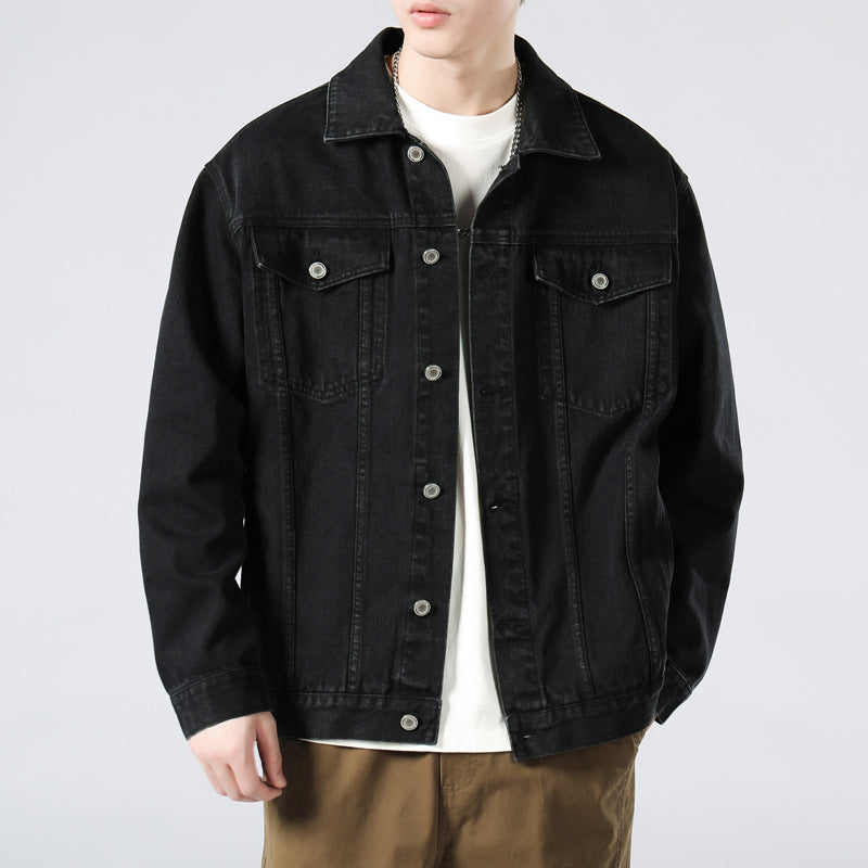 Heavy Denim Coat Male Spring And Autumn New Fashion Handsome Cargo Jacket Loose Large Size Washed Coat