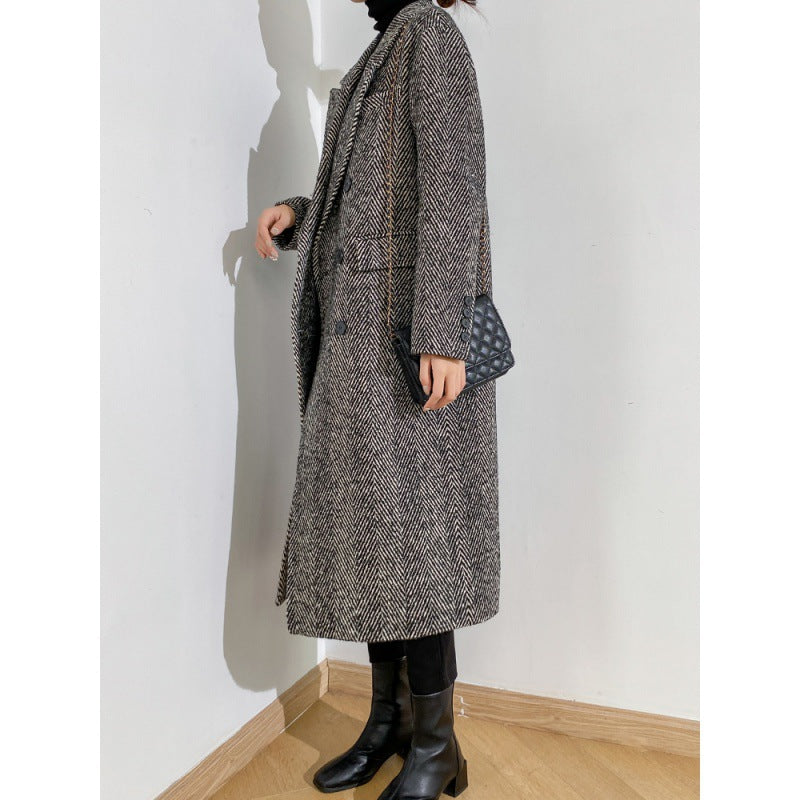 Gray Wool Coat Women's New Autumn And Winter Suit Collar Wool Coat