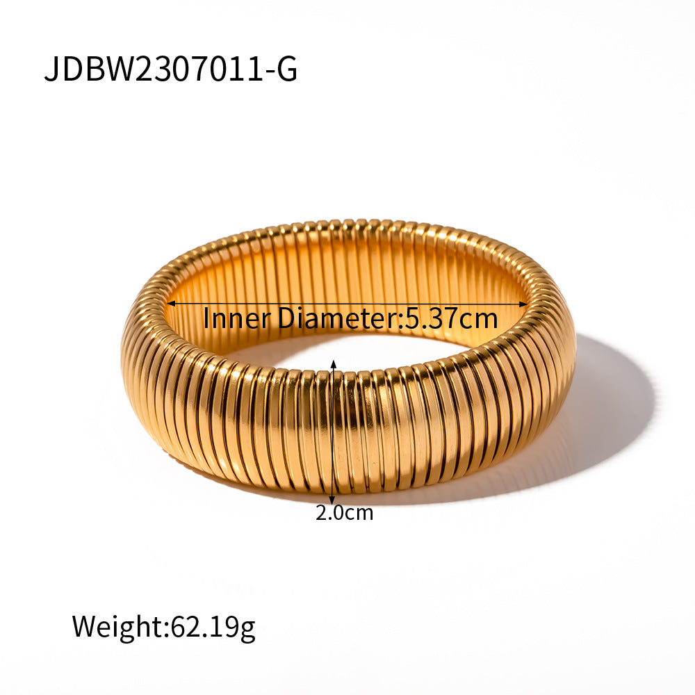 5pcs Light Luxury High-Grade Temperament Titanium Steel Single-Layer Elastic Snake Chain Bracelet Bracelet Decorated With Elastic Wide Bracelet
