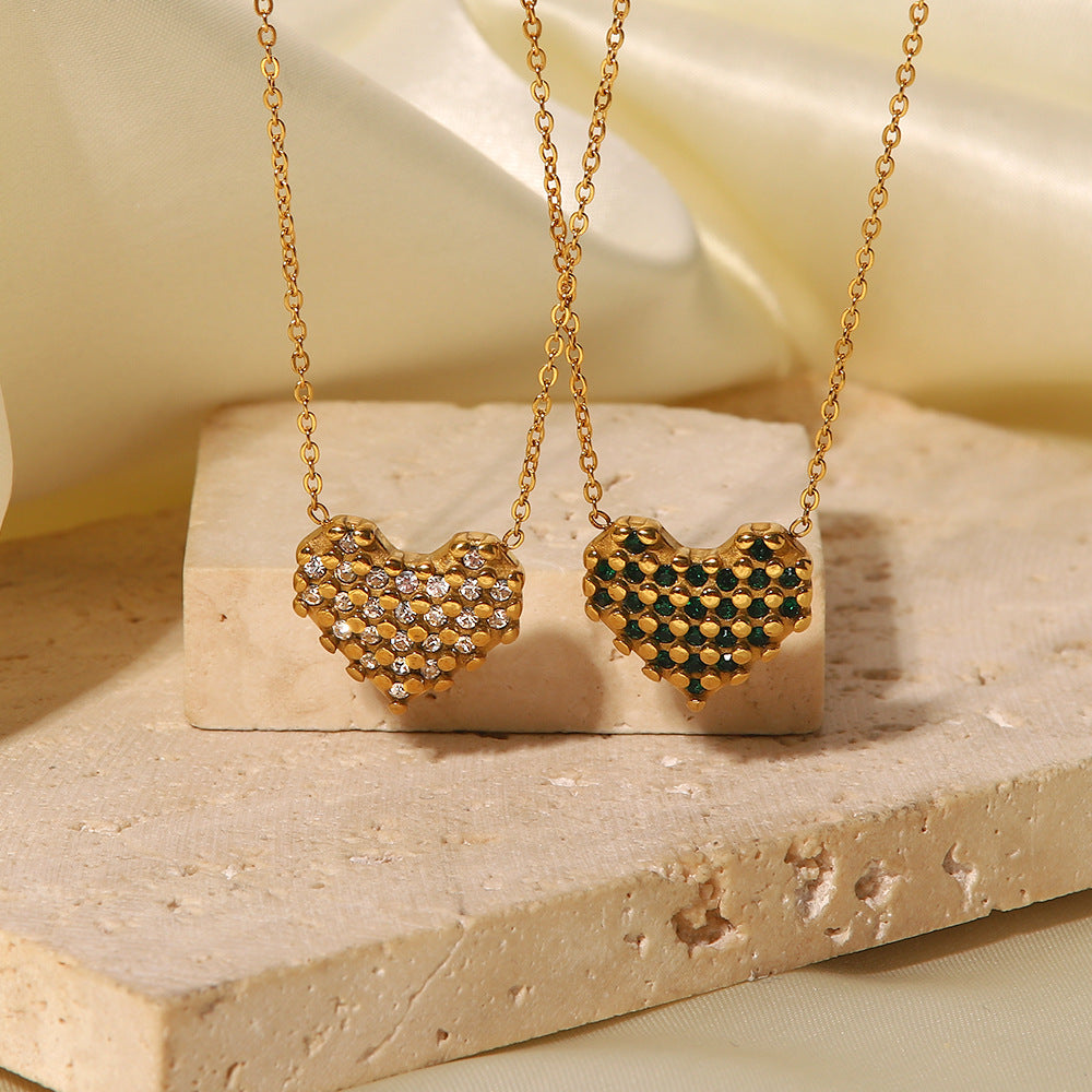 5pcs Style 18K Gold Plated Inlaid White Diamond Love Pendant Collar Fashion Everything Pendant Necklace