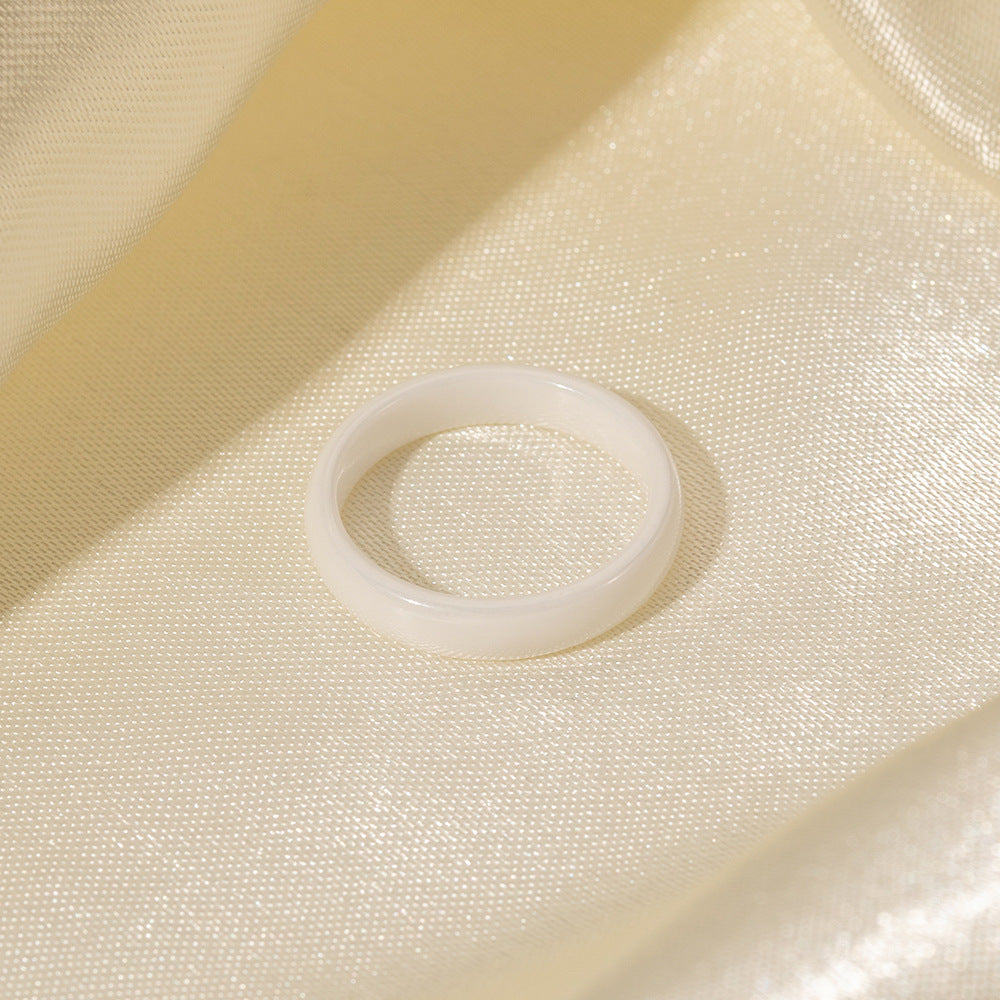 5pcs Women Fashion Niche Design 4Mm Wide White Ring Does Not Fade Jewelry