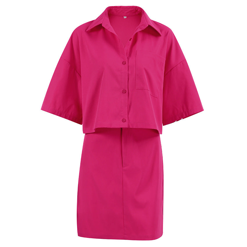 Summer New Suit Style Ol Commuter Fashion Short Sleeve Shirt Suit Skirt Spice Girls Women