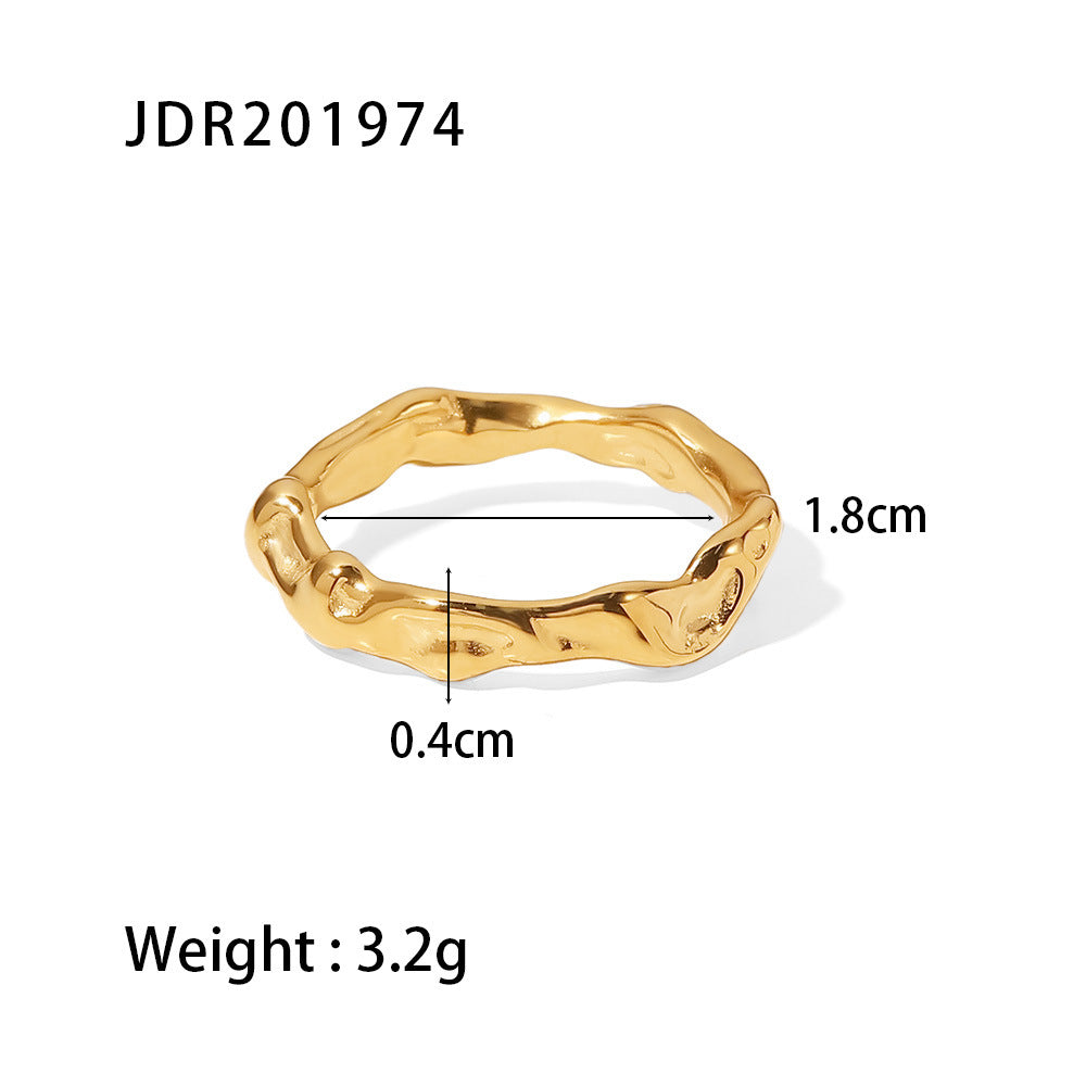 5pcs Women's Fashion Everything Popular New Titanium Steel Ring 18K Gold Stainless Steel Irregular Ring Ring Ring Women