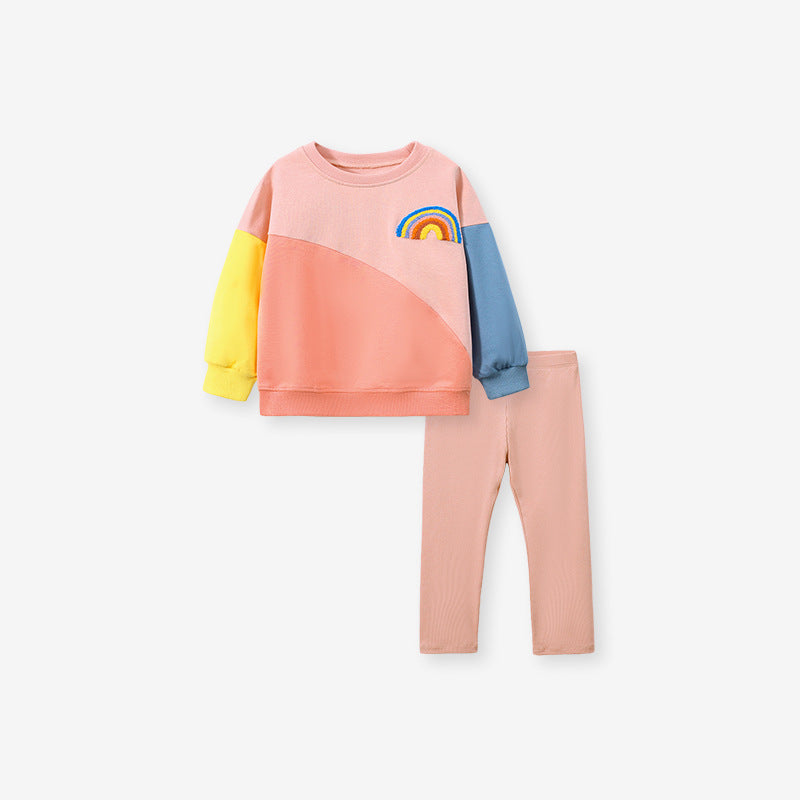 Long Sleeve Hoodie Set For Girls Fall Towel Embroidered Children's Cute Children's Set