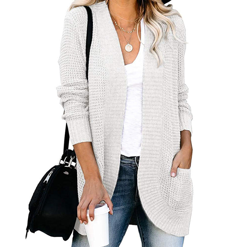 New Autumn And Winter Cardigan Women's Curved Front Knit Sweater Women