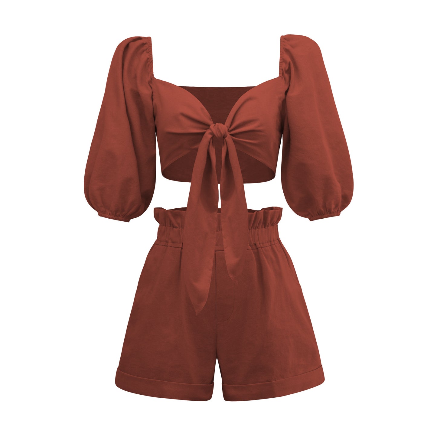 New Sexy Two-Piece Women's High-Waisted Shorts Cardigan Spice Girl Top Fashion Casual Suit