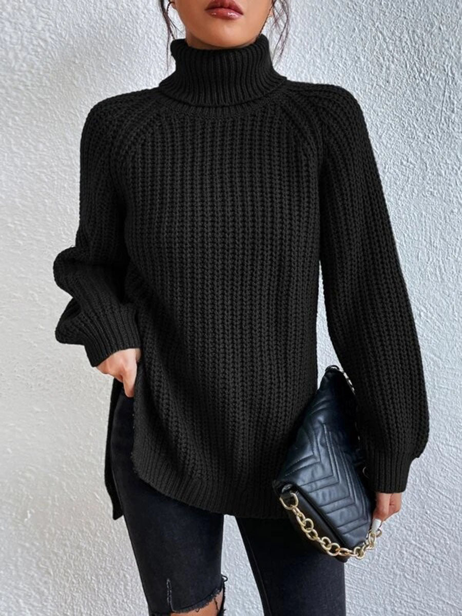 Autumn/Winter New Rotator Sleeve High-Lapel Mid-Length Sweater Dress
