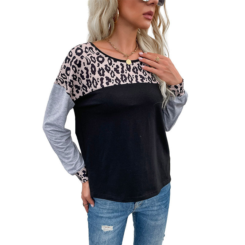New Early Autumn Women's Street Pullover Round Neck Splicing Hoodie Women's Style