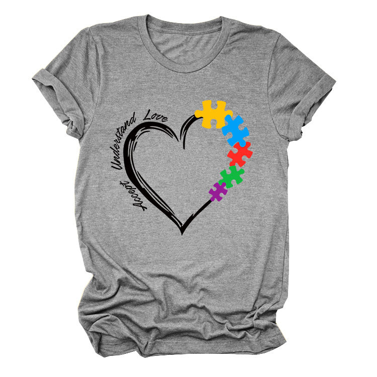 Fun Fashion Accept Understand Love Loose Casual Short Sleeves