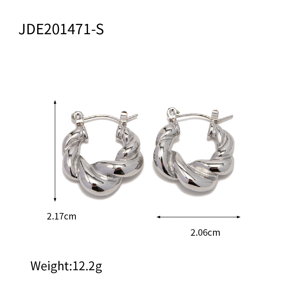 5pcs New 18K Gold Twist Braid Thick Hoop Hoop Stainless Steel Earrings Women's Earrings Jewelry