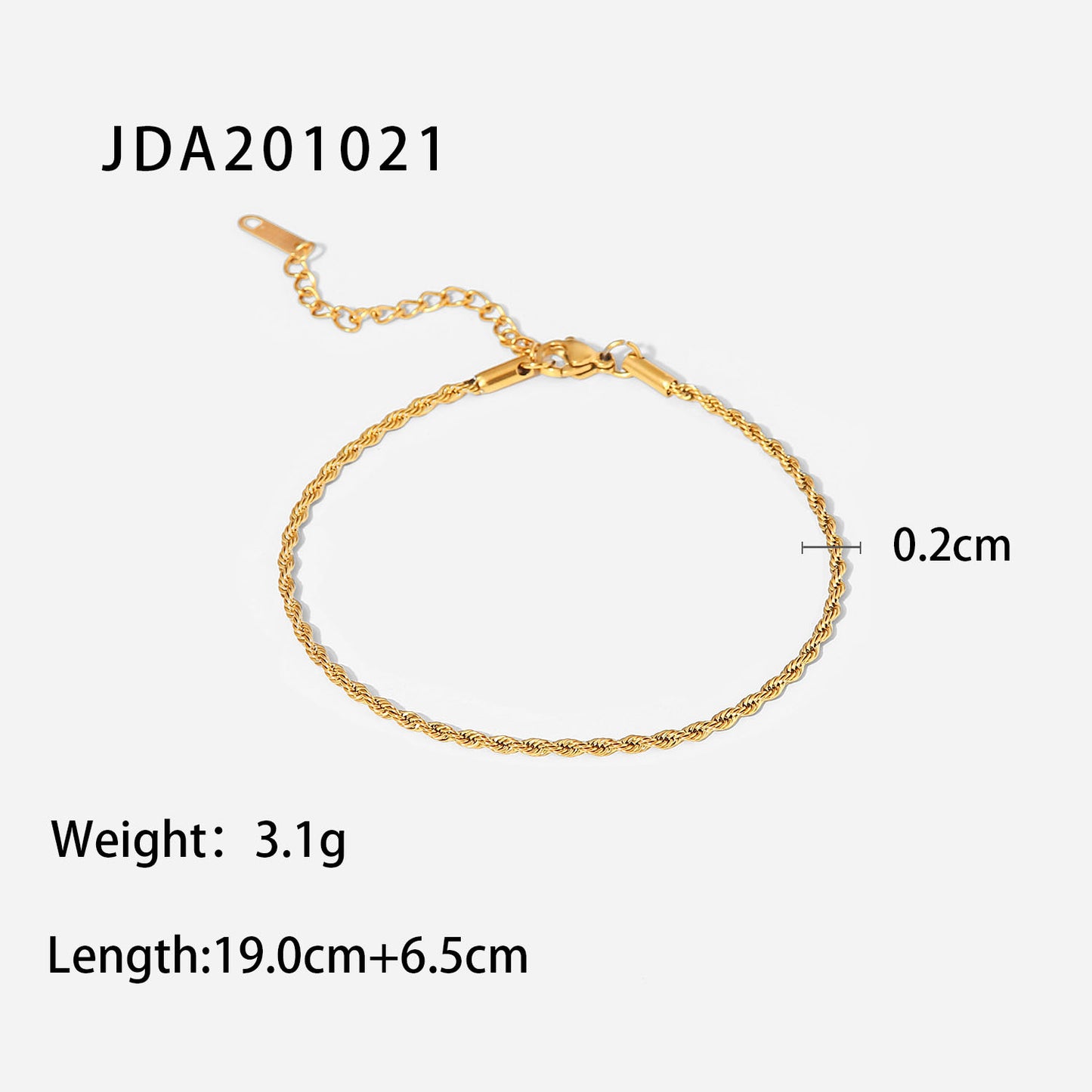 5pcs Women's New Titanium Steel Anklet Stainless Steel Fashion 2Mm Thick Gold Twist Chain Anklet Jewelry