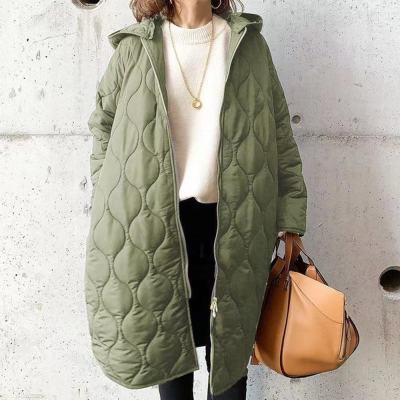 4 Color Women's Cotton-Padded Coat Autumn And Winter New Diamond-Shaped Lattice With Hat Cotton-Padded Coat Blouse