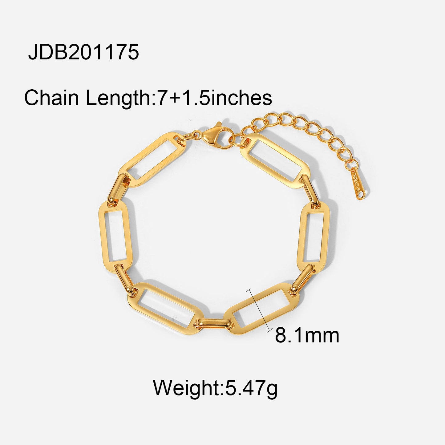 5pcs With Hollow Chain Cross Buckle Bracelet 18K Gold Stainless Steel Hand Chain Bracelet Women's Jewelry