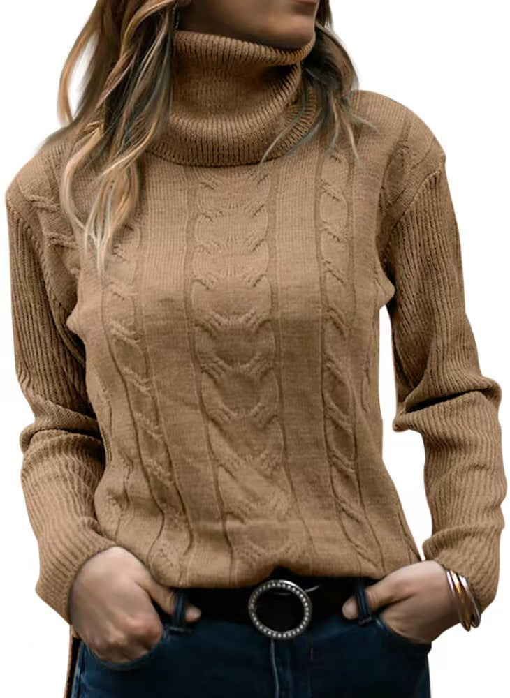 New Autumn And Winter New Solid Color Turtleneck Sweater Retro Long-Sleeved Sweater For Women