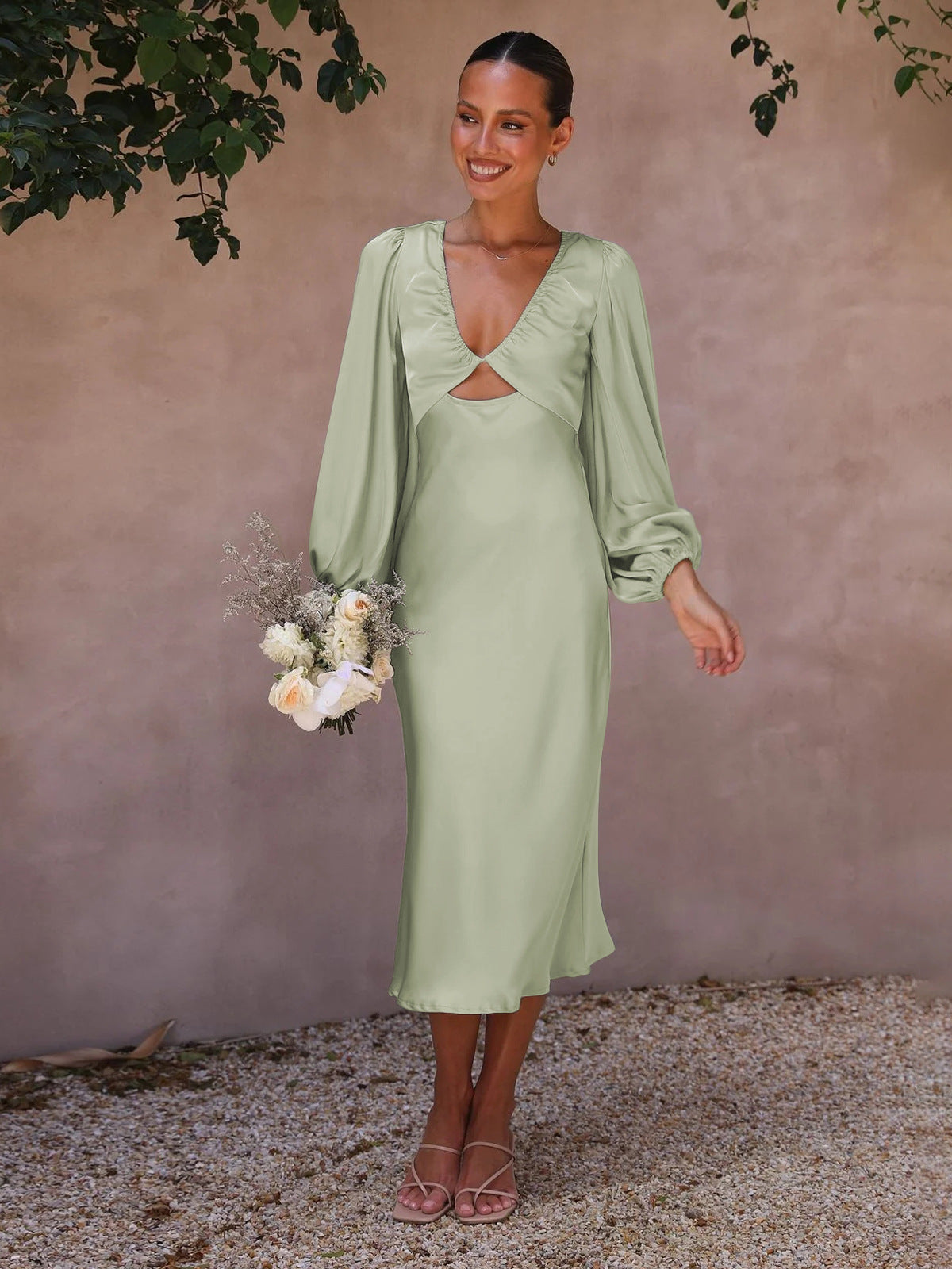 Dress High Sense Satin Lace Halter Bridesmaid Dress Temperament Elegant Women's Evening Dress