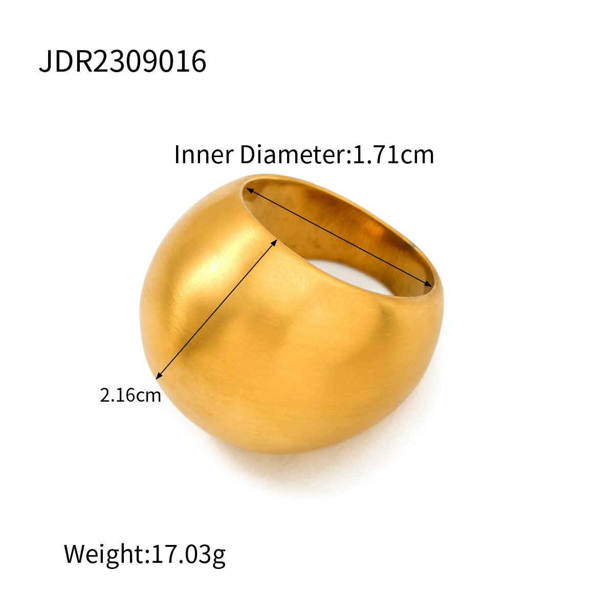 5pcs Cool Trendy Texture 18K Gold Stainless Steel Chubby Matte Brushed Ring Simple Ring