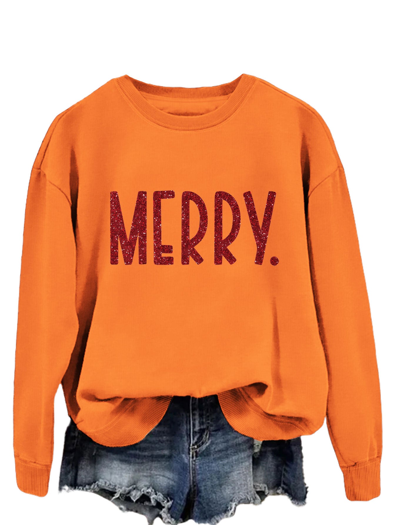 Merry Fashion Print All Round Neck Long Sleeve Hoodie