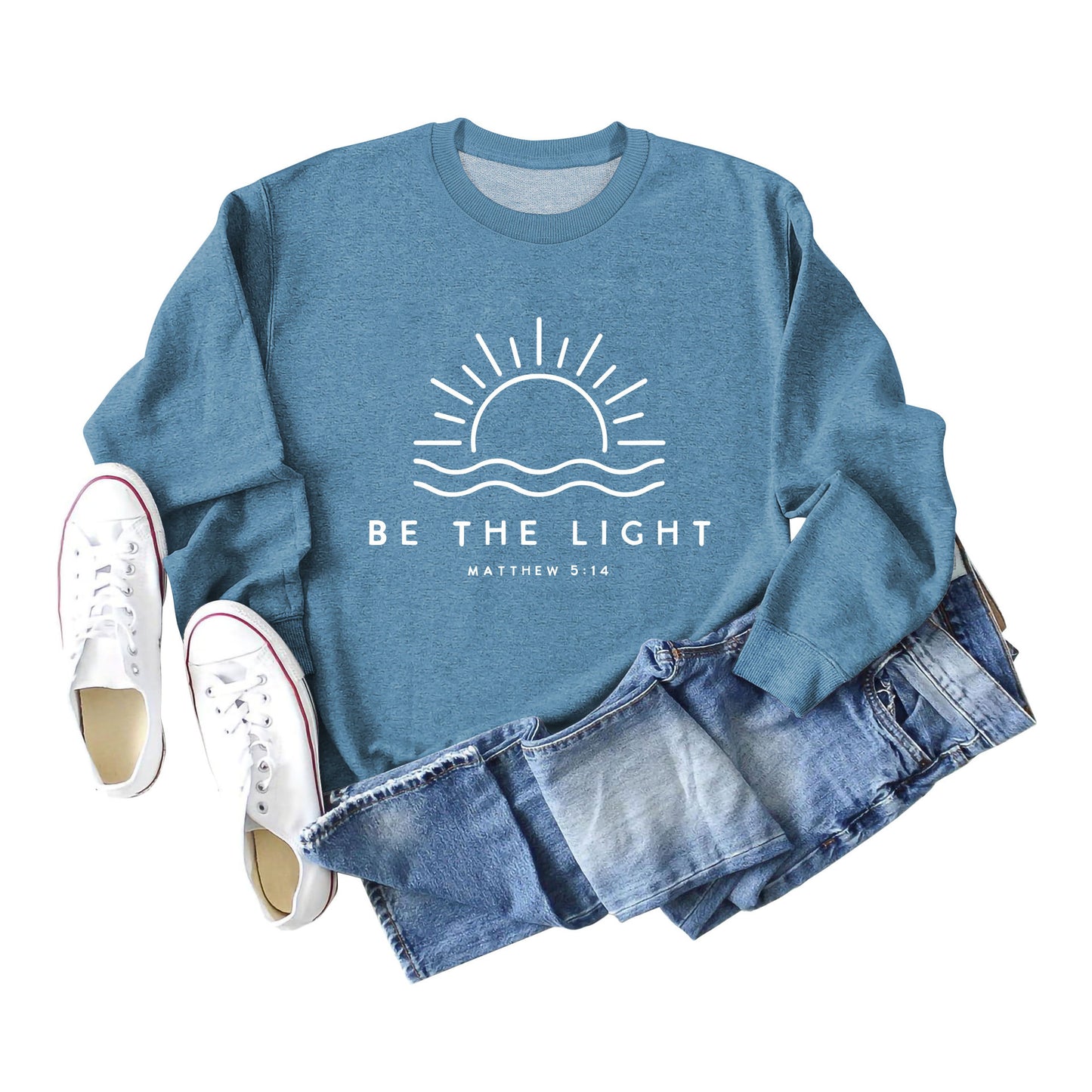 Fun Casual Be The Light Matthew Loose Long-Sleeved Hoodie For Women