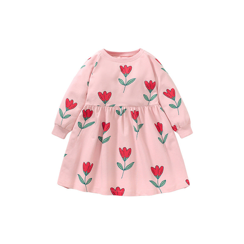 Long Sleeve Hoodie For Girls Pure Cotton Children's Dress New Cute Girl Child Dress