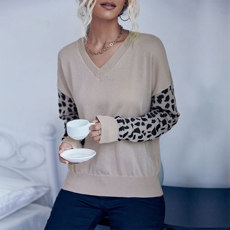 Autumn New Fashion Women's Leopard-Print Long-Sleeved Sweater Women