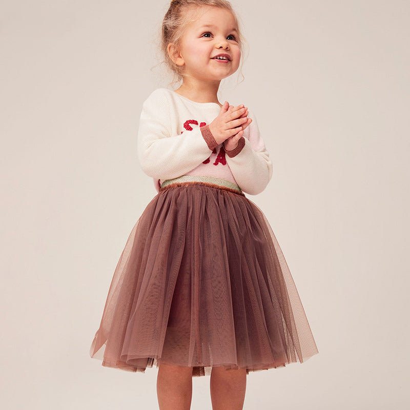 Girls Net Gauze Dress Fall New Girls Skirt Cute Sweet Children's Dress