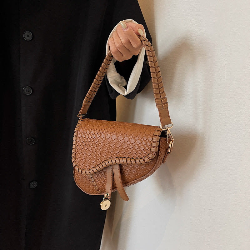 New Large Capacity Fashion Single Shoulder Crossbody Bag in Imitation Woven Fabric