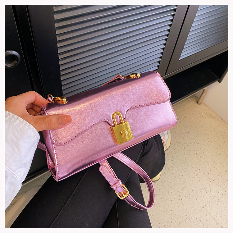 Fashion Baguette Bag New Style Small Shoulder Underarm Bag Simple Texture Crossbody Shining Female Bag