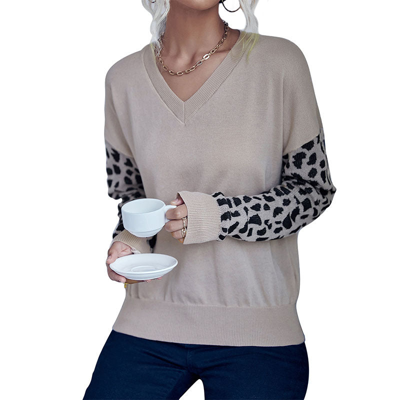 Autumn New Fashion Women's Leopard-Print Long-Sleeved Sweater Women