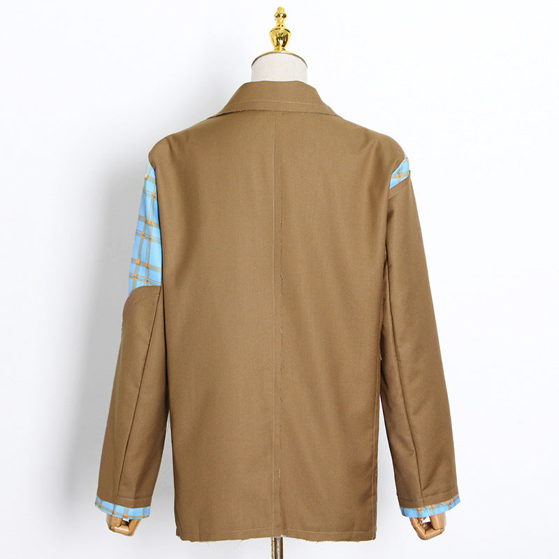 Spring New Casual Suit Jacket Splicing Fashion Personality Simple Trend Everything Matching Slimming Style