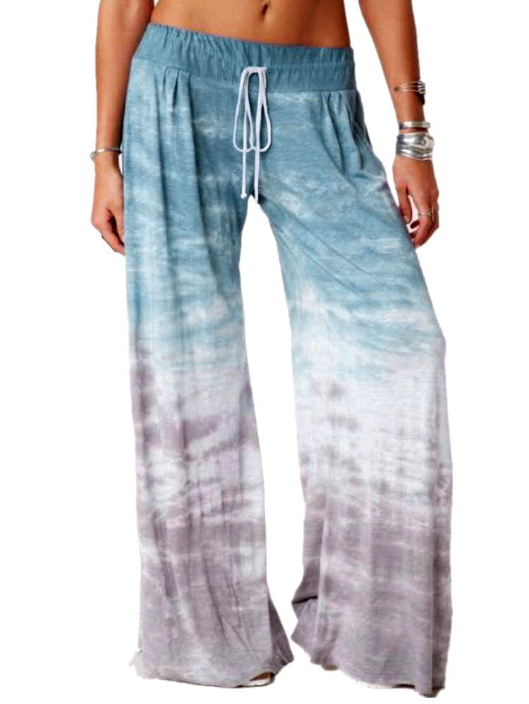 Women's Loose Gradual Color Printing Yoga Wide Leg Tracksuit Pants
