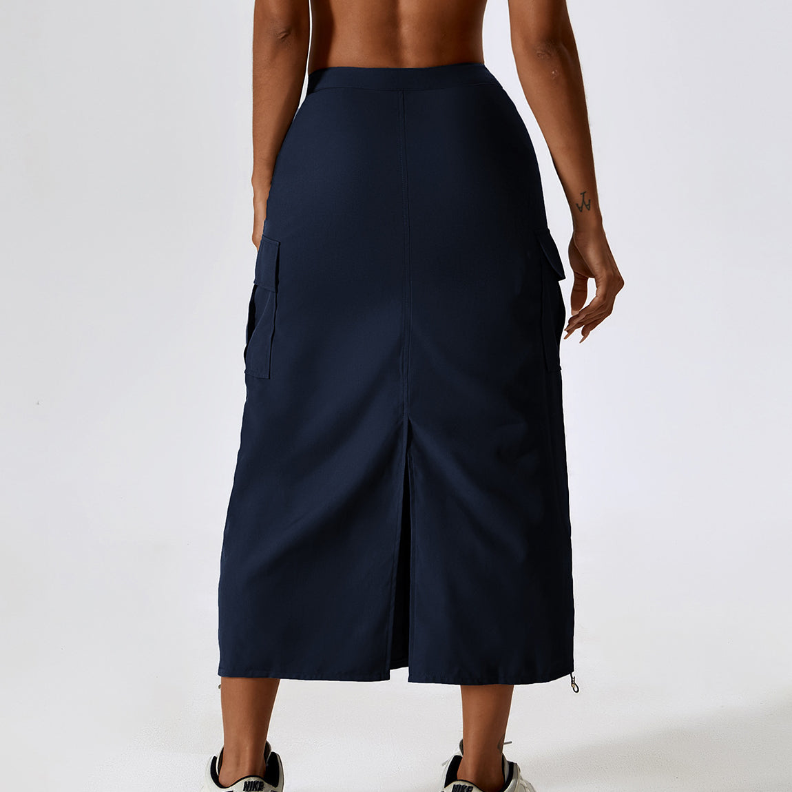 Vintage Cargo Skirt Waist Sports Casual Skirt Mid-Length Cargo Pocket Skirt