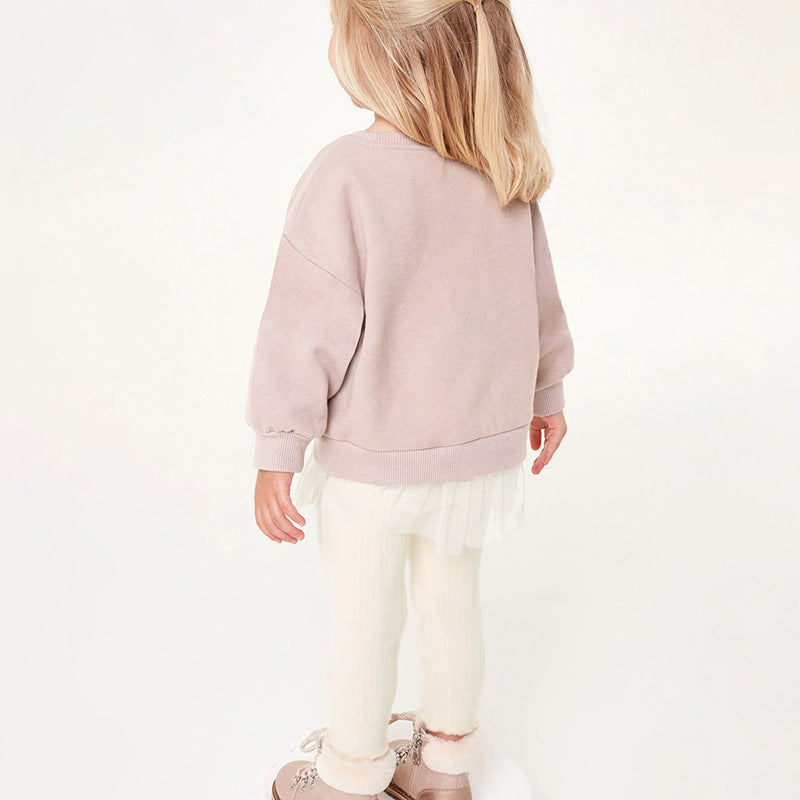 Fall/Winter Girls Hoodie Set Plus Fleece Long-Sleeved Kids Suit Girls Pantsuit