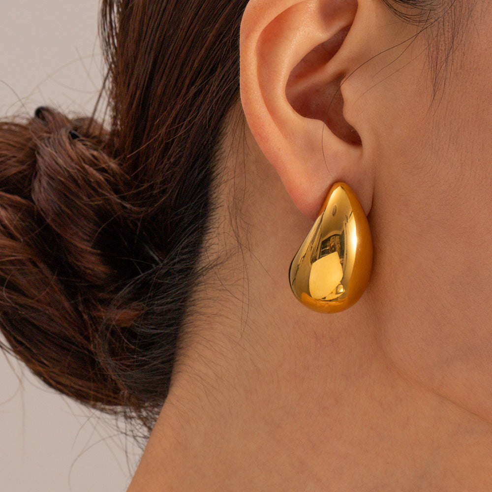5pcs Women's 18K Gold Stainless Steel Drop Earrings Clip Stainless Steel Gold Earrings