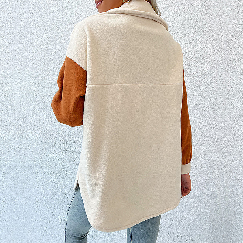 Autumn and Winter New Fashion Women's Lapel Long-Sleeved Fleece Coat: Stylish and Cozy Outerwear