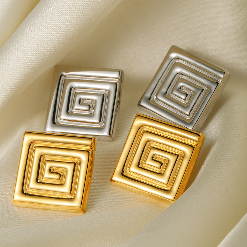 5pcs Titanium Steel 18K Gold Stainless Steel Corrugated Small Earrings Earrings Stud New Stylish Design Earrings
