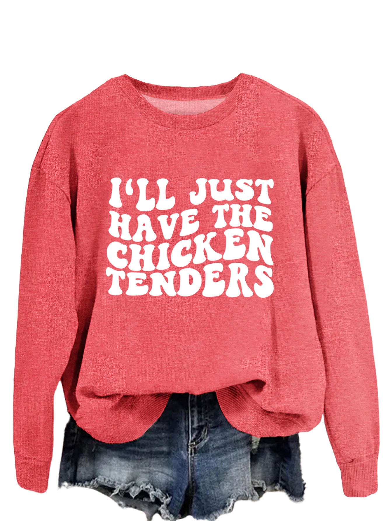 I'LL Just Have The Chicken. Women's Crew-Neck Long-Sleeved Loose-Fitting Hoodie