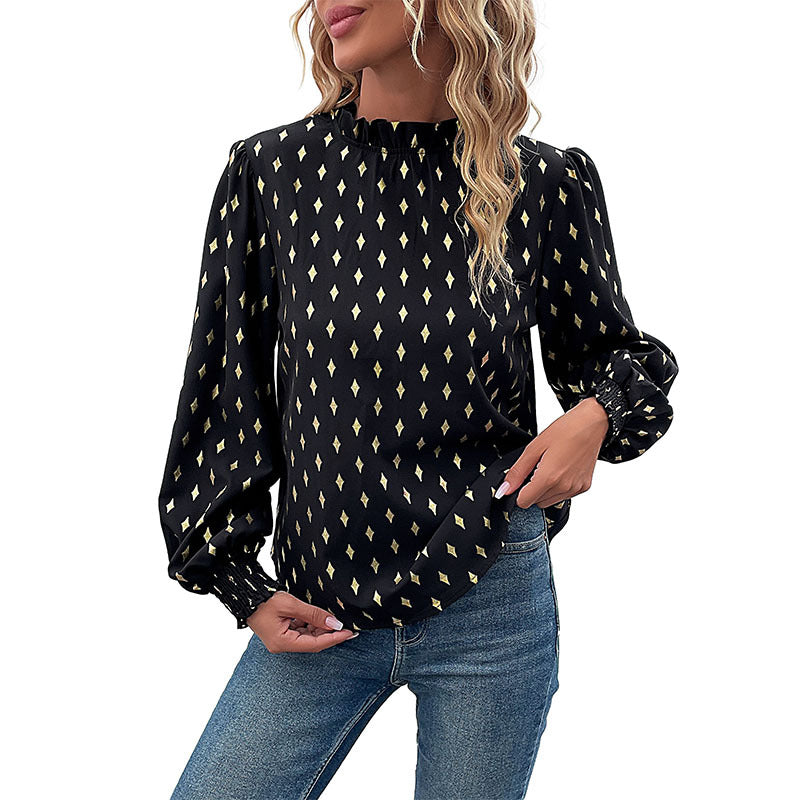 New Autumn New Women's Long Sleeve Hot Gold Shirt Woman